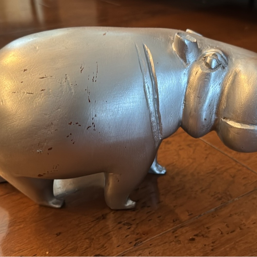 Silver Hippo Sculpture